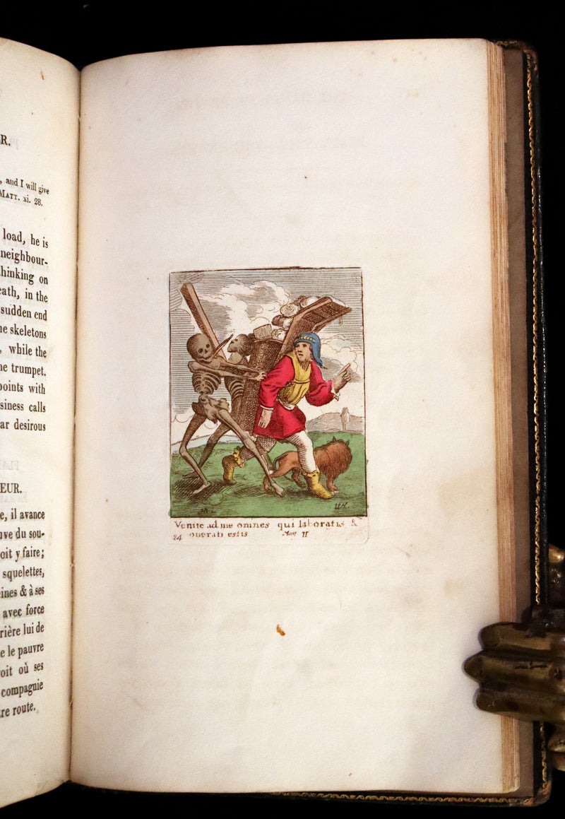 1816 Scarce Book -The Dance of Death, Danse Macabre by Hans Holbein, Color illustrated.