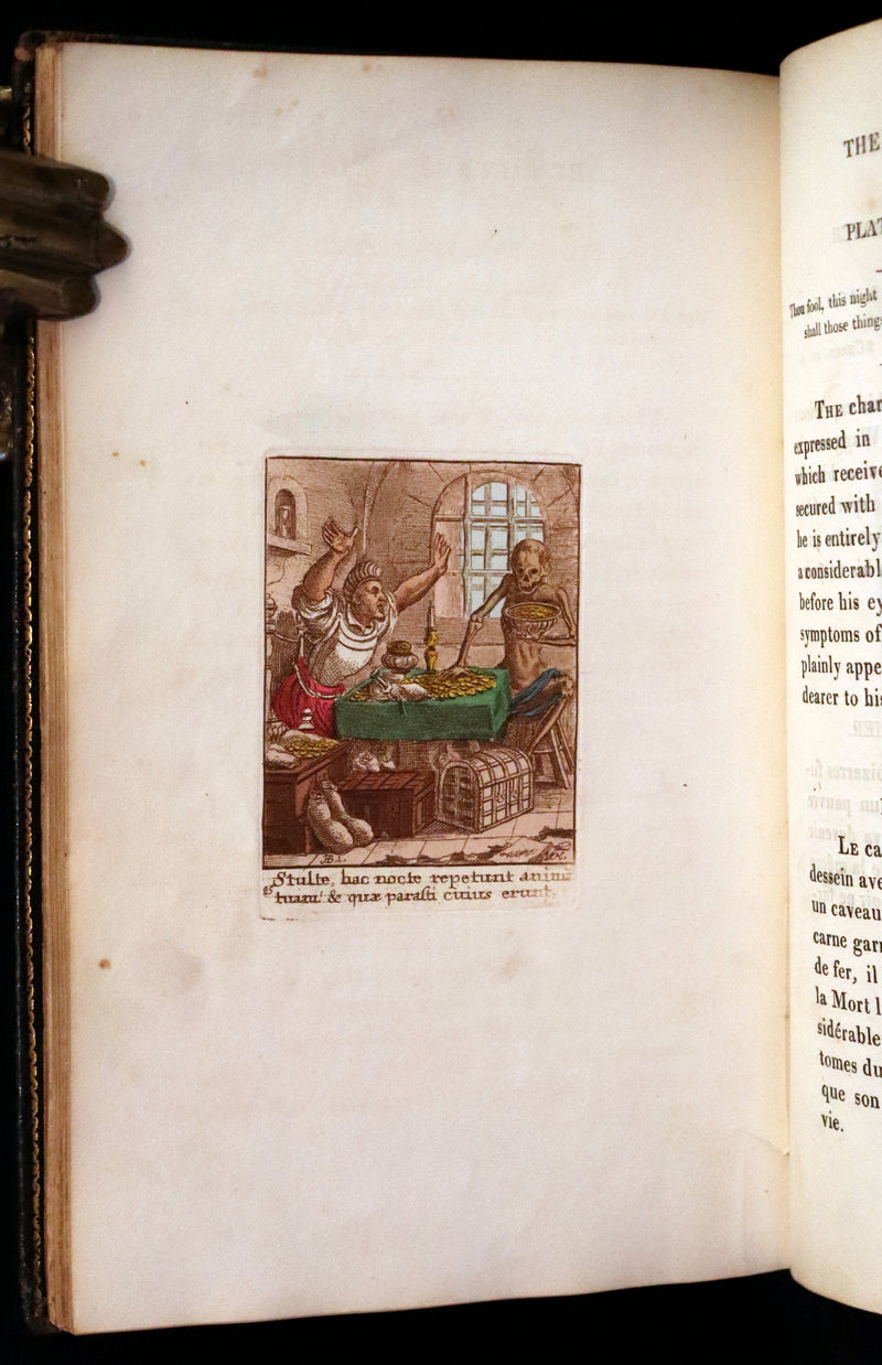 1816 Scarce Book -The Dance of Death, Danse Macabre by Hans Holbein, Color illustrated.