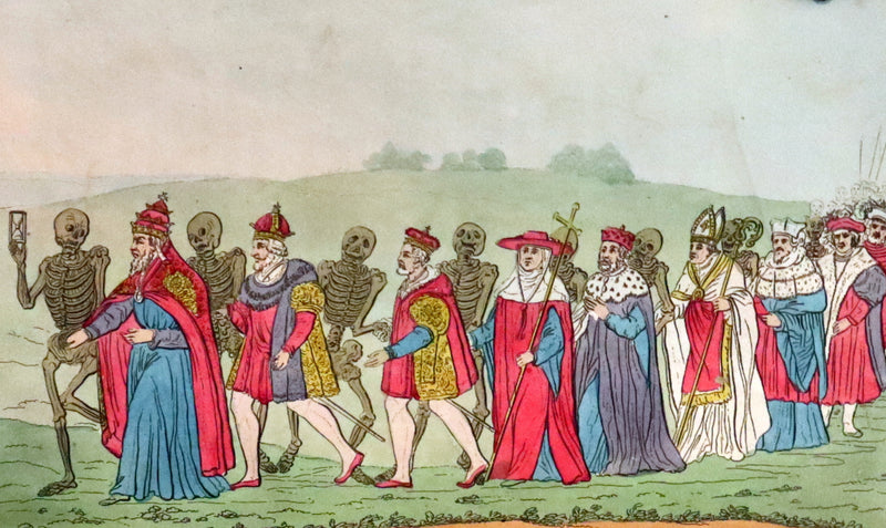 1816 Scarce Book -The Dance of Death, Danse Macabre by Hans Holbein, Color illustrated.