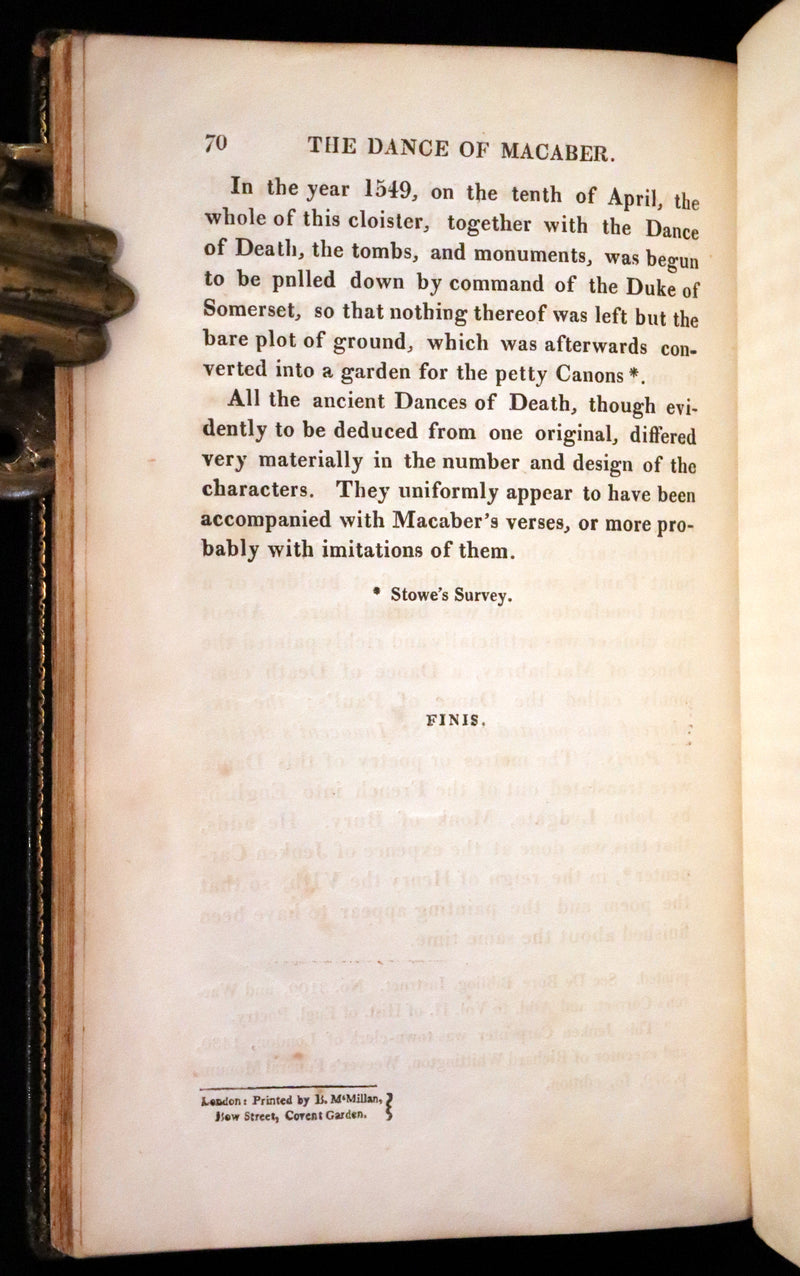 1816 Scarce Book -The Dance of Death, Danse Macabre by Hans Holbein, Color illustrated.