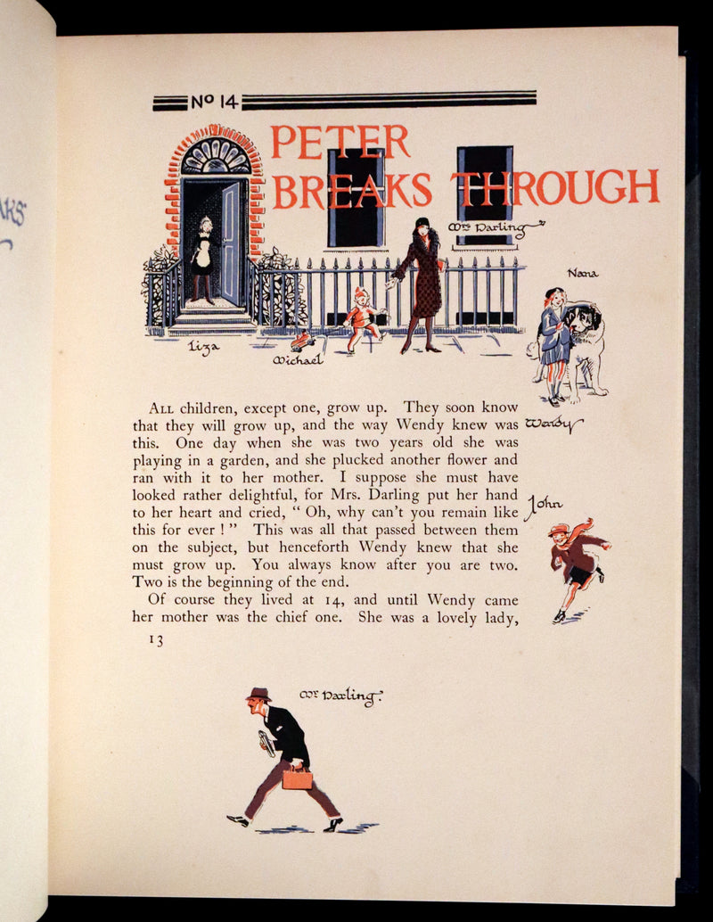 1931 Nice First Illustrated Edition by Gwynedd Hudson - Peter Pan & Wendy.