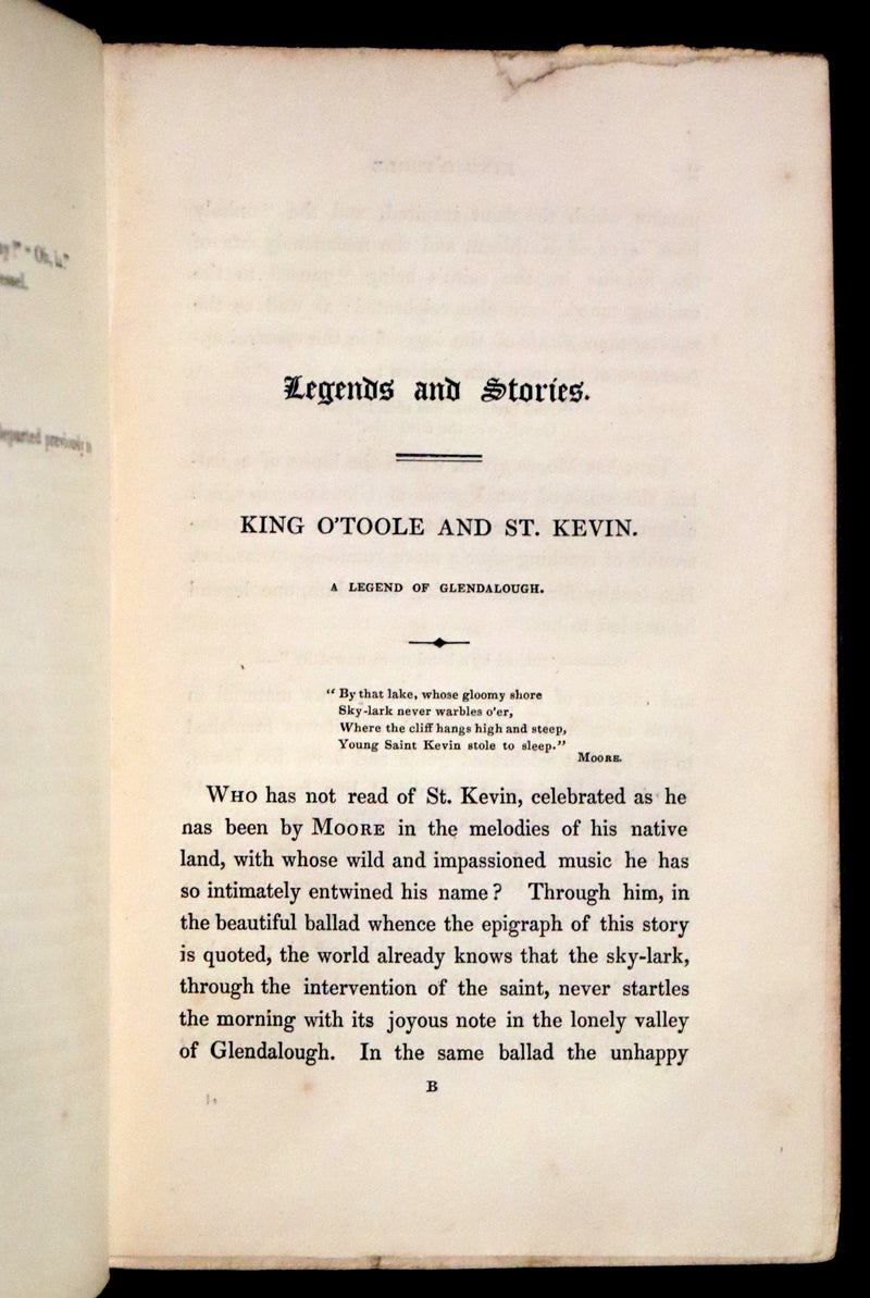 1837 Rare Book set - Legends and Stories of Ireland by Samuel Lover. First and Second series.