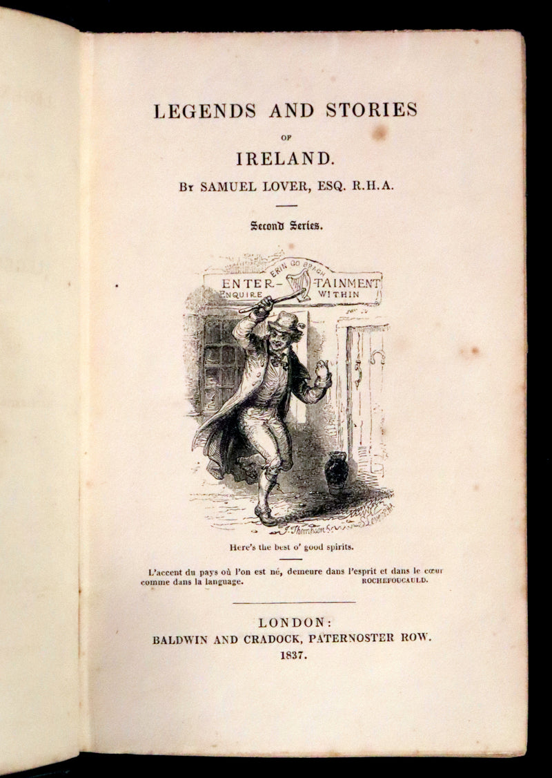 1837 Rare Book set - Legends and Stories of Ireland by Samuel Lover. First and Second series.