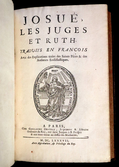 1687 Rare Latin French Bible - Joshua, Book of Judges, Book of Ruth - Josue, Les Juges et Ruth.