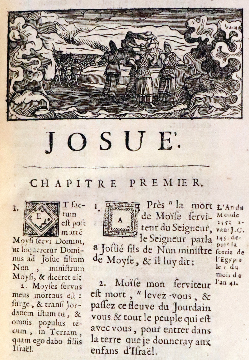 1687 Rare Latin French Bible - Joshua, Book of Judges, Book of Ruth - Josue, Les Juges et Ruth.