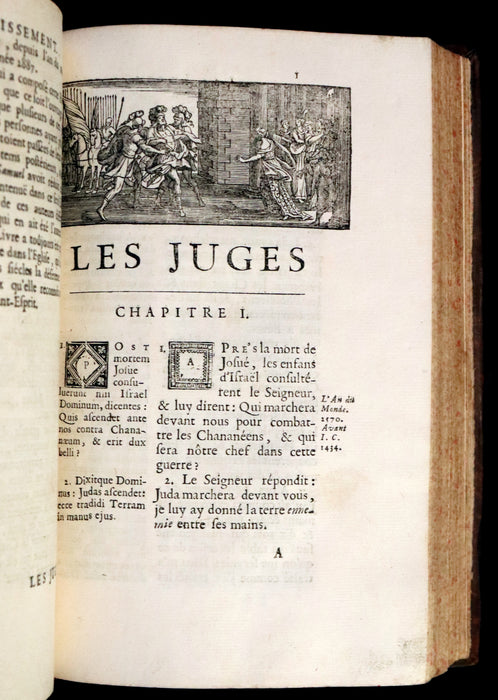 1687 Rare Latin French Bible - Joshua, Book of Judges, Book of Ruth - Josue, Les Juges et Ruth.