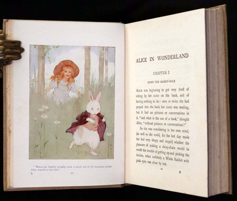 1920 Rare Book - Alice's Adventures in Wonderland with coloured illustrations By Margaret W. Tarrant.