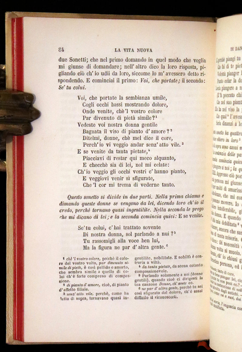 1892 Rare Italian Vellum Book bound by Giulio Giannini - La Vita Nuova di Dante Alighieri - The New Life.
