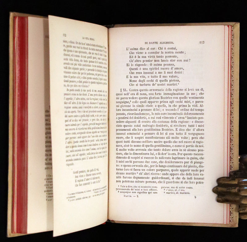 1892 Rare Italian Vellum Book bound by Giulio Giannini - La Vita Nuova di Dante Alighieri - The New Life.