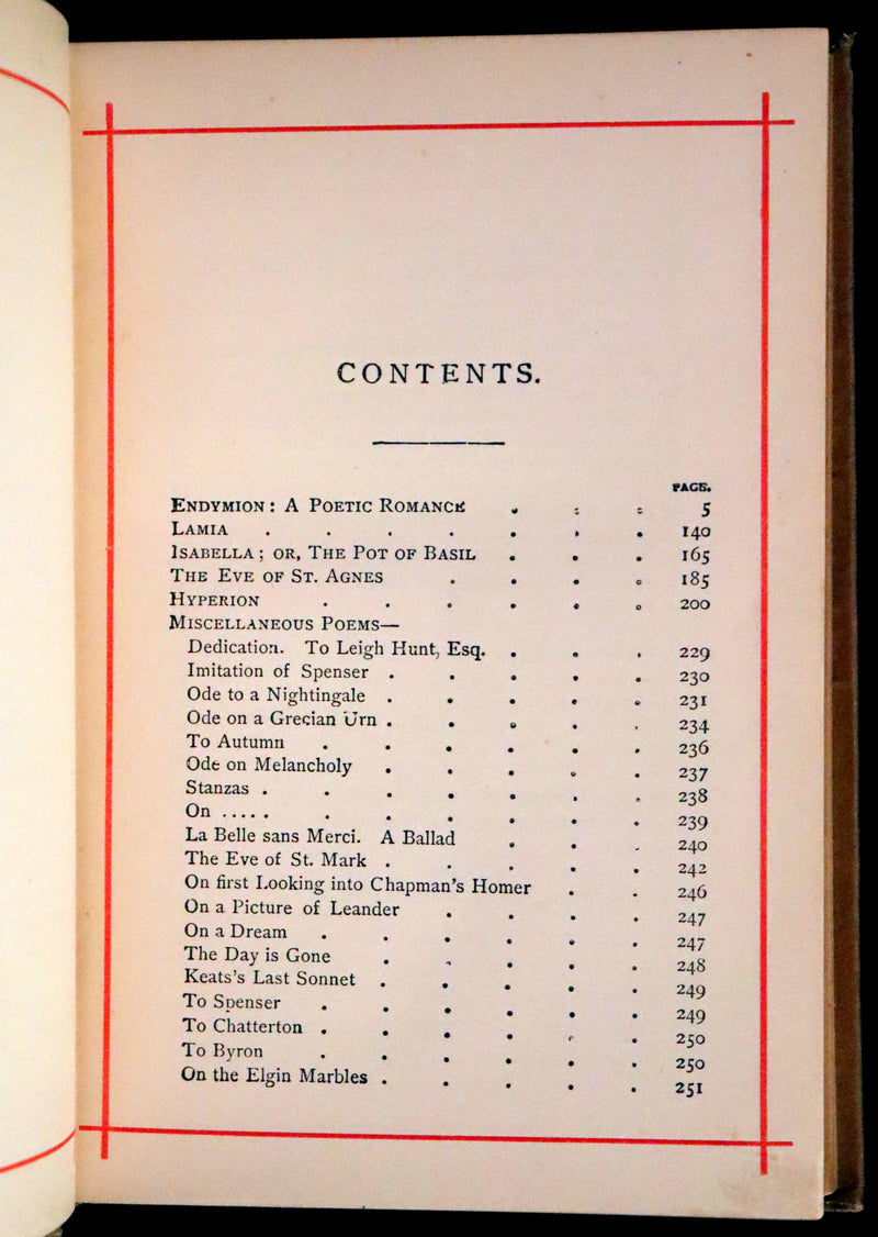 1885 Rare Victorian Book - The Poetical Works of John Keats. Illustrated.