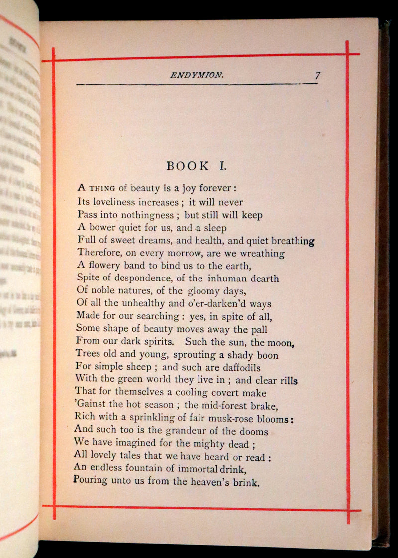 1885 Rare Victorian Book - The Poetical Works of John Keats. Illustrated.