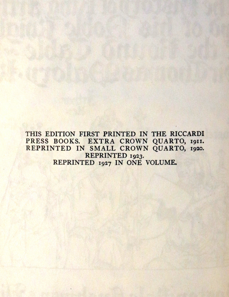 1927 Rare First one-volume Edition - Le Morte Darthur, The History of King Arthur and of His Noble Knights of the Round Table.