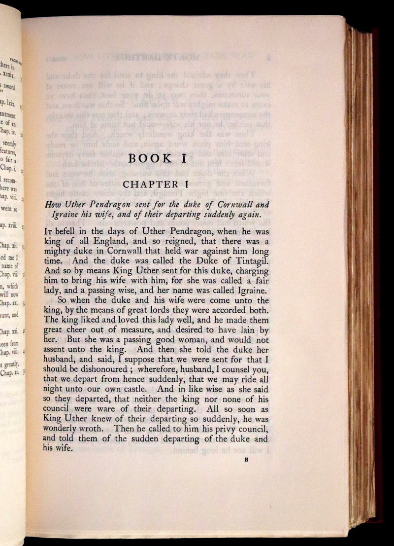 1927 Rare First one-volume Edition - Le Morte Darthur, The History of King Arthur and of His Noble Knights of the Round Table.