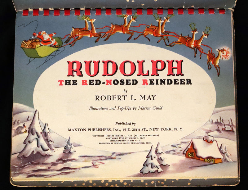 1950 Rare Pop-Up Edition - RUDOLPH The Red-Nosed Reindeer by Robert L. May, Illustrated by Marion Guild.