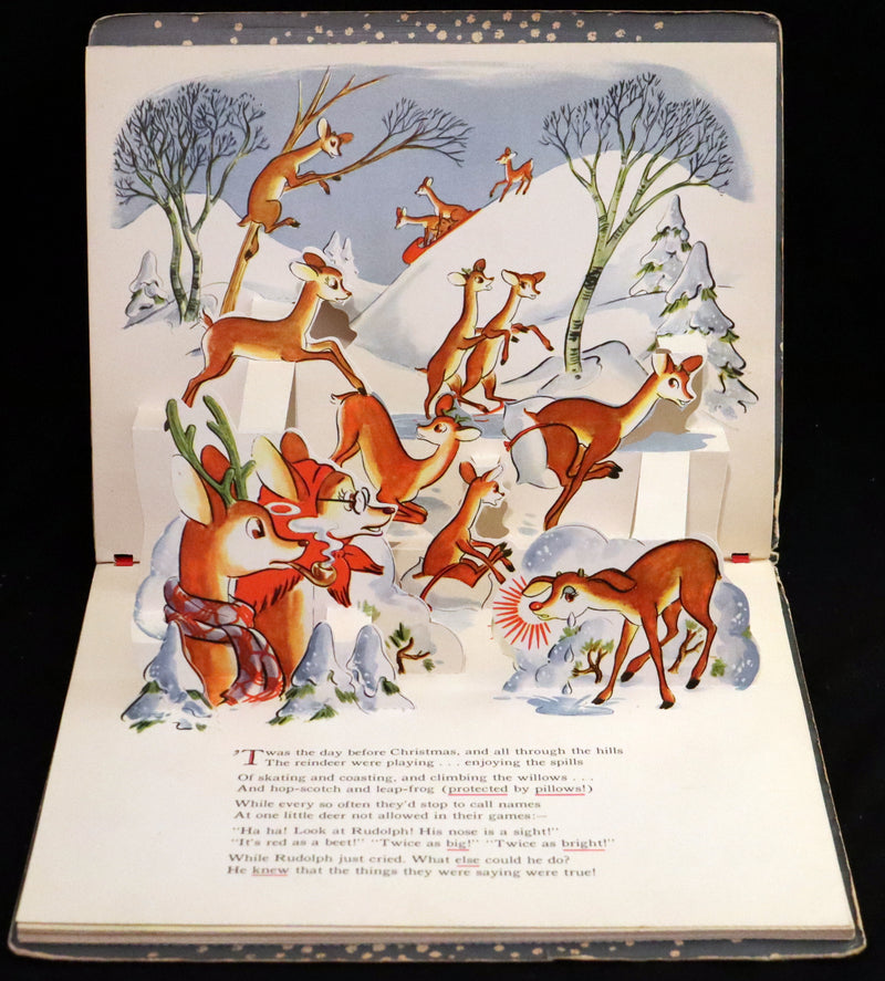 1950 Rare Pop-Up Edition - RUDOLPH The Red-Nosed Reindeer by Robert L. May, Illustrated by Marion Guild.