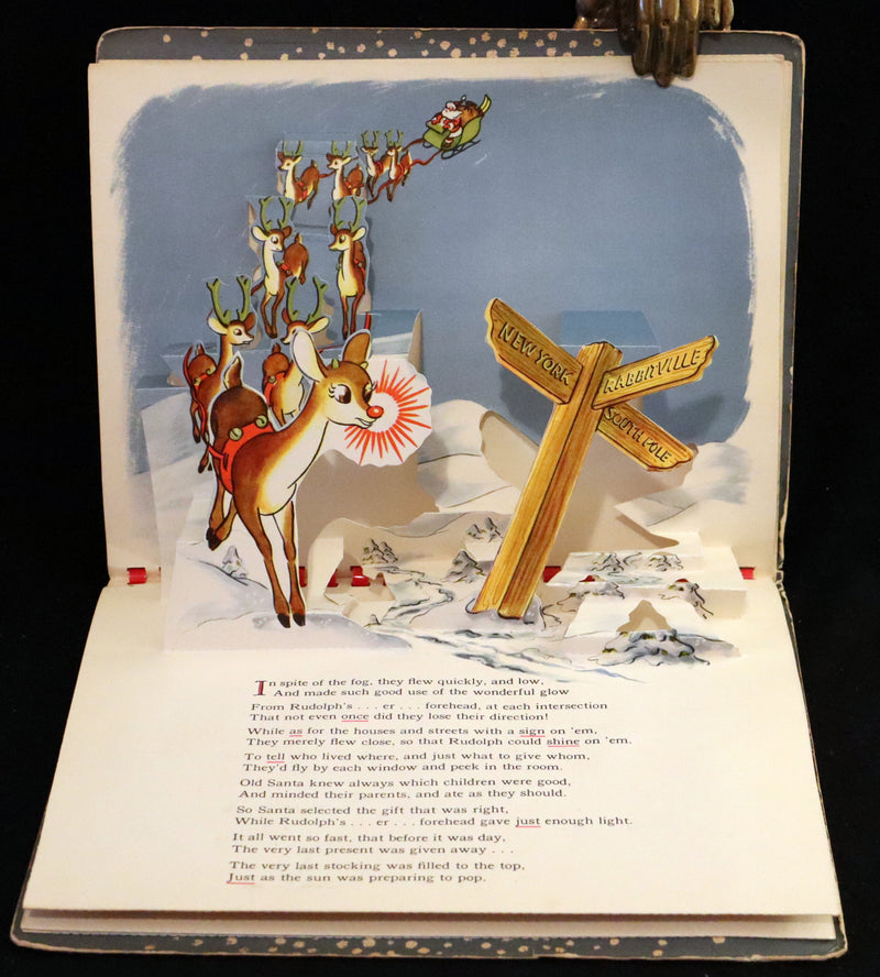 1950 Rare Pop-Up Edition - RUDOLPH The Red-Nosed Reindeer by Robert L. May, Illustrated by Marion Guild.