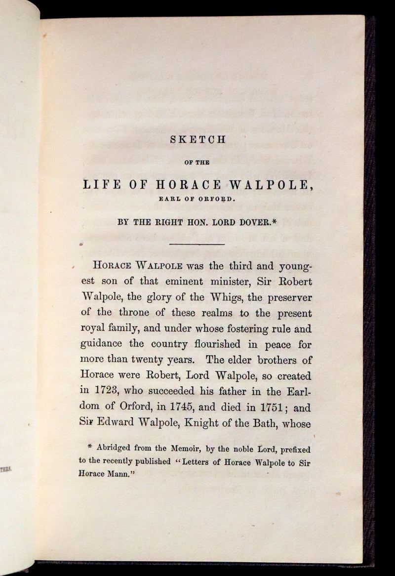 1854 Scarce First US Edition - The Castle of Otranto, a Gothic Story Set in a haunted castle by Horace Walpole.