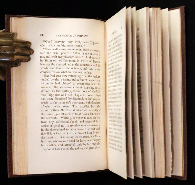 1854 Scarce First US Edition - The Castle of Otranto, a Gothic Story Set in a haunted castle by Horace Walpole.