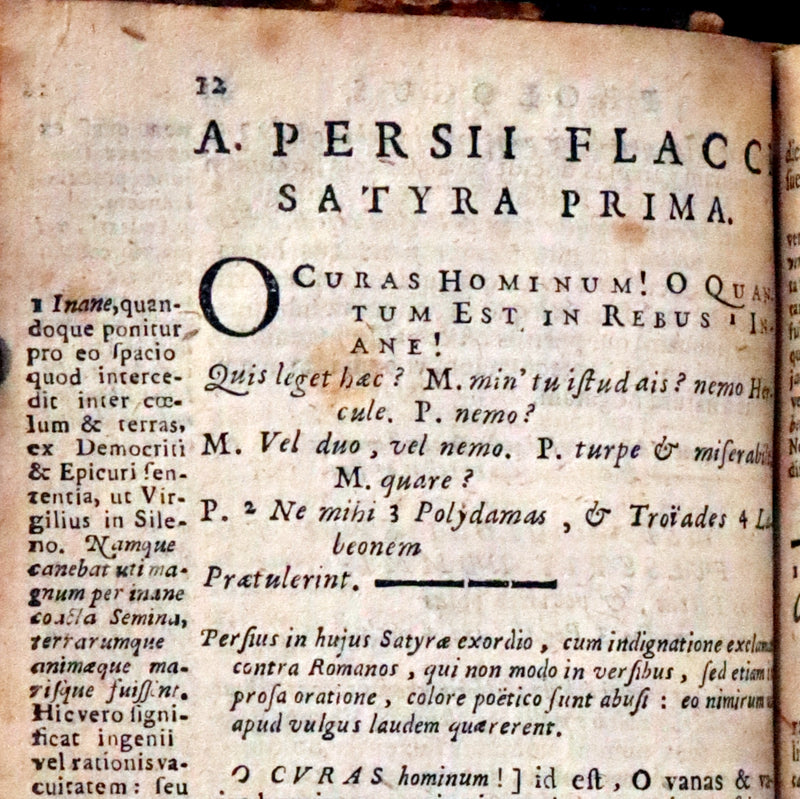 1659 Rare Latin Book - Aulus Persius Flaccus' Satires - Stoic Wisdom & Societal Insight.