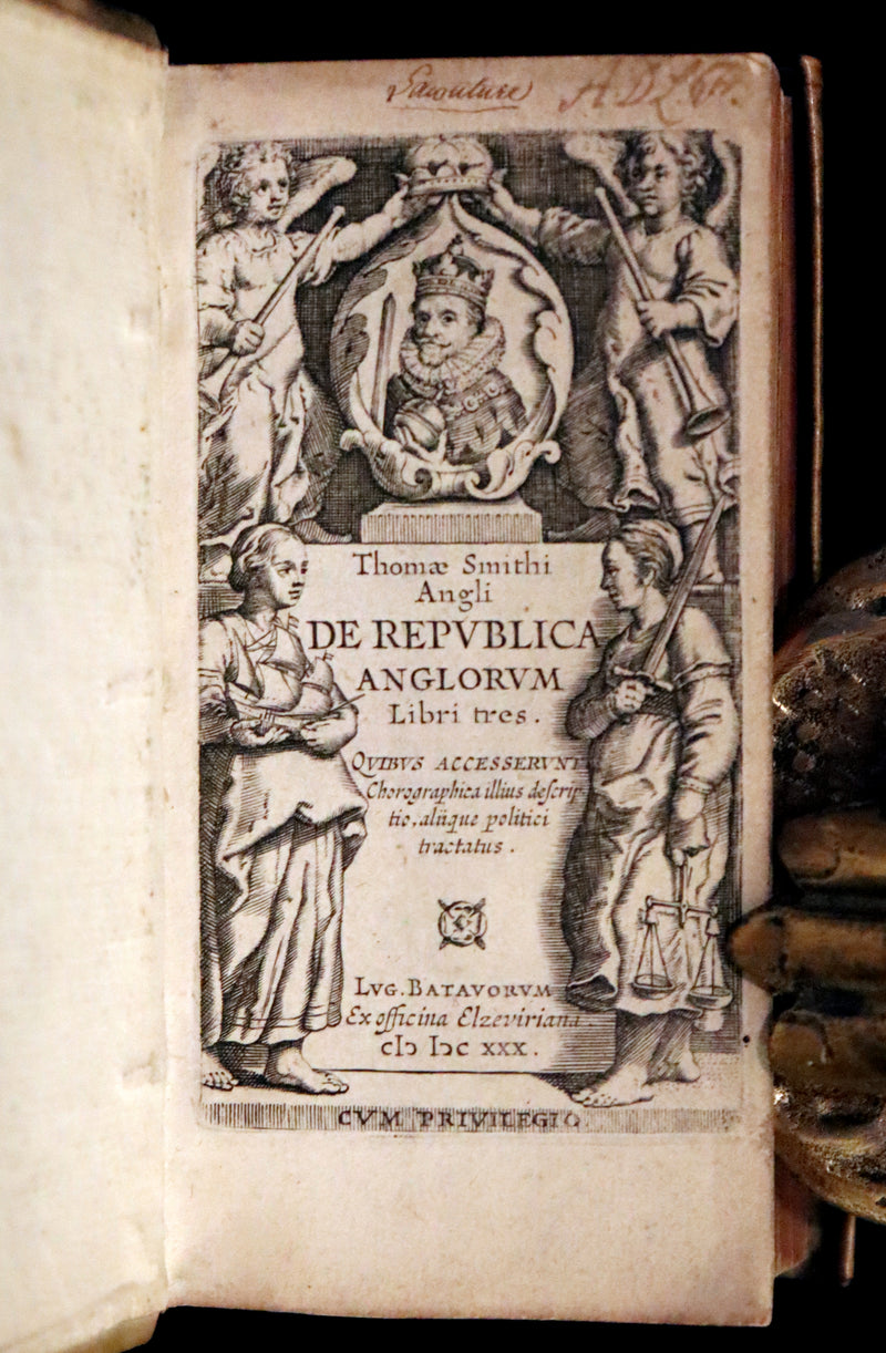 1630 Rare Latin Vellum Book - Sir Thomas Smith's De Republica Anglorum.