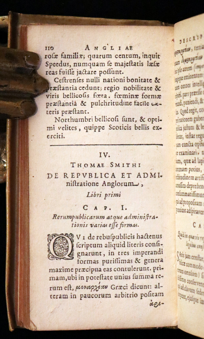 1630 Rare Latin Vellum Book - Sir Thomas Smith's De Republica Anglorum.