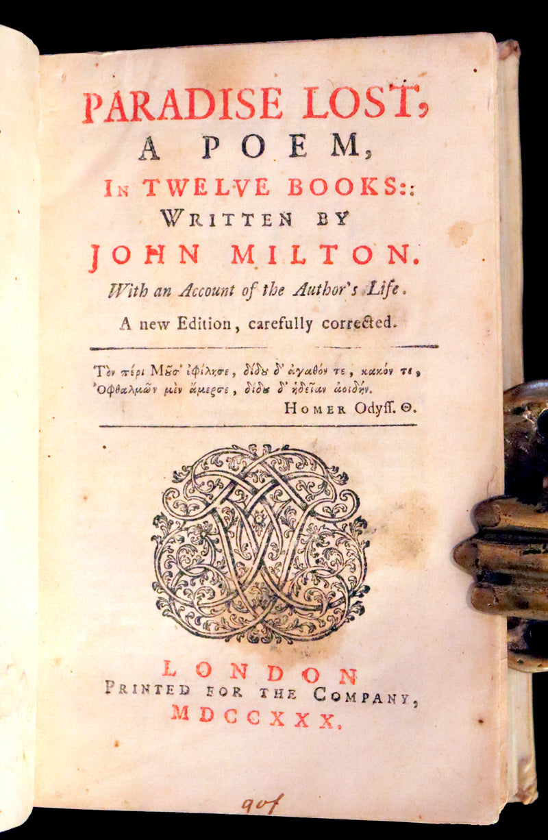 1730 Rare Book - Paradise lost. A poem, in twelve books: written by John Milton.
