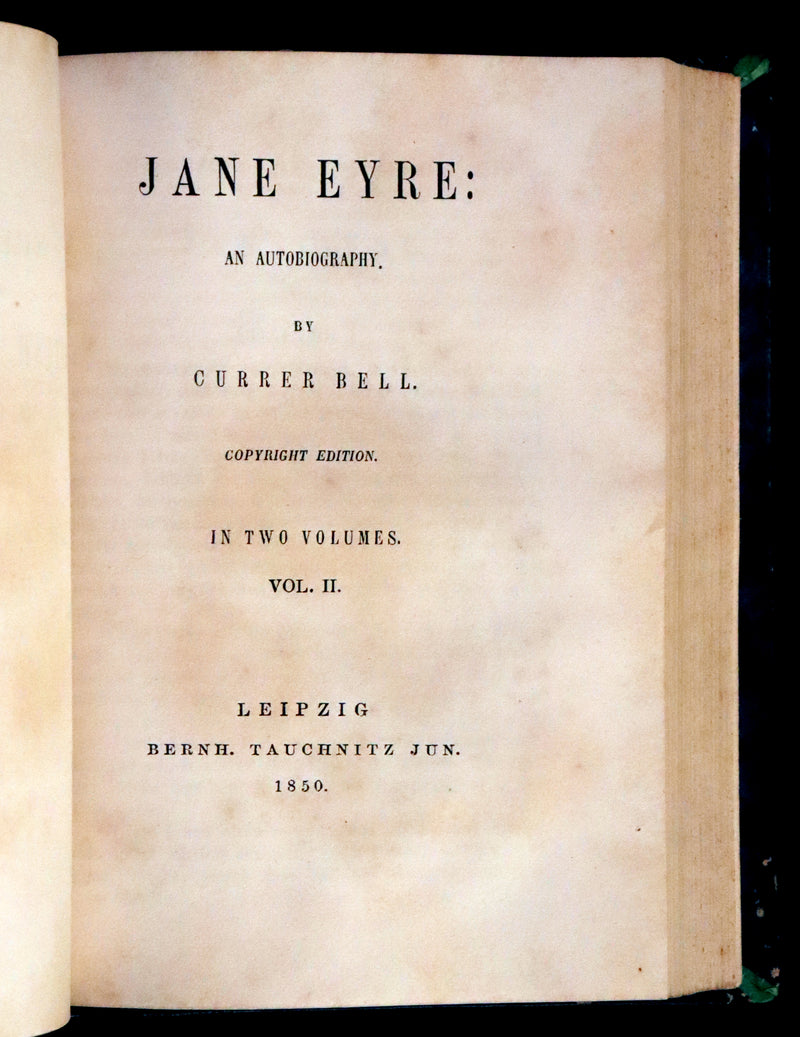 1850 Rare Early Edition - Jane Eyre, An Autobiography by Currer Bell (Charlotte Brontë).