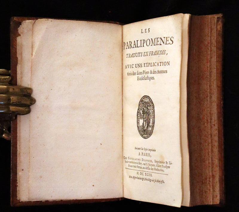 1693 Rare Latin French Bible - Book of Chronicles, Paralipomenon - Les Paralipomènes.