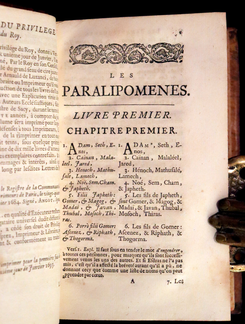 1693 Rare Latin French Bible - Book of Chronicles, Paralipomenon - Les Paralipomènes.