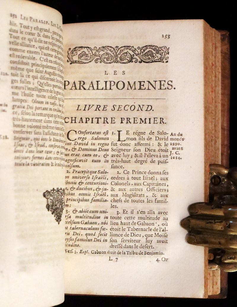 1693 Rare Latin French Bible - Book of Chronicles, Paralipomenon - Les Paralipomènes.
