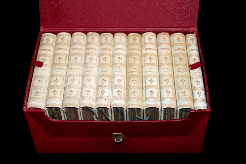 1870 Rare Victorian Edition - Tennyson Poetical Works (11 Volume Box Set). Idylls of the King Arthur, The Princess, The Holy Grail, etc.