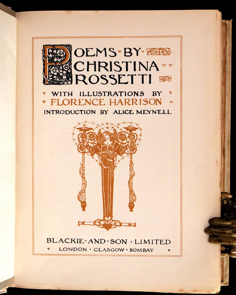 1910 Rare First Edition - Poems by Christina Rossetti Illustrated by Pre-Raphaelite Florence Harrison.
