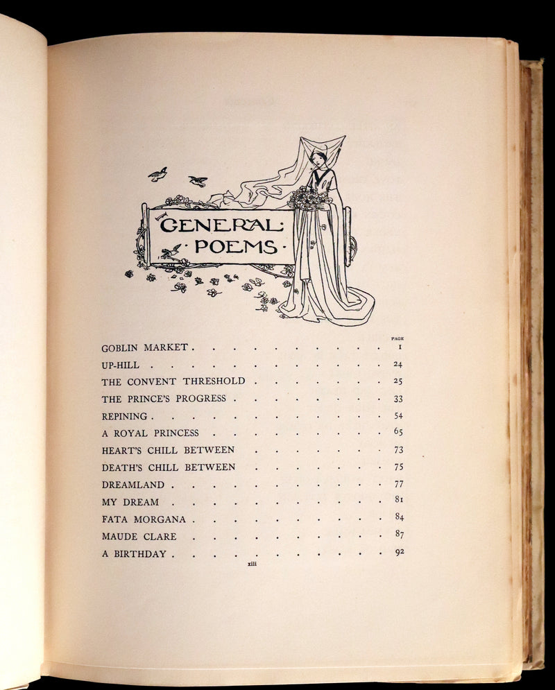 1910 Rare First Edition - Poems by Christina Rossetti Illustrated by Pre-Raphaelite Florence Harrison.