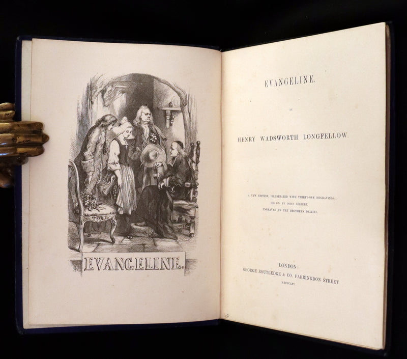 1856 Rare Victorian Book - EVANGELINE, A tale of Acadie by Henry Wadsworth Longfellow. Illustrated.