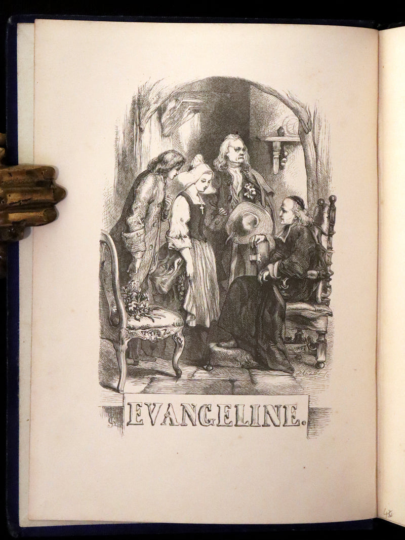 1856 Rare Victorian Book - EVANGELINE, A tale of Acadie by Henry Wadsworth Longfellow. Illustrated.