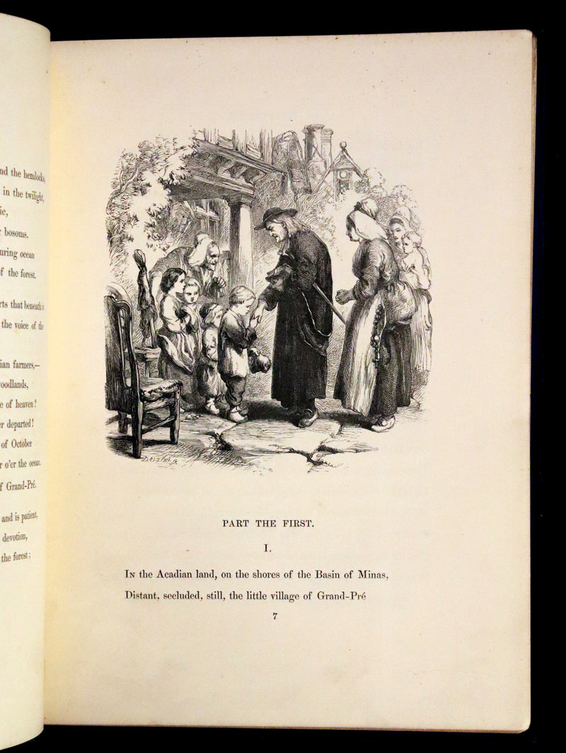 1856 Rare Victorian Book - EVANGELINE, A tale of Acadie by Henry Wadsworth Longfellow. Illustrated.
