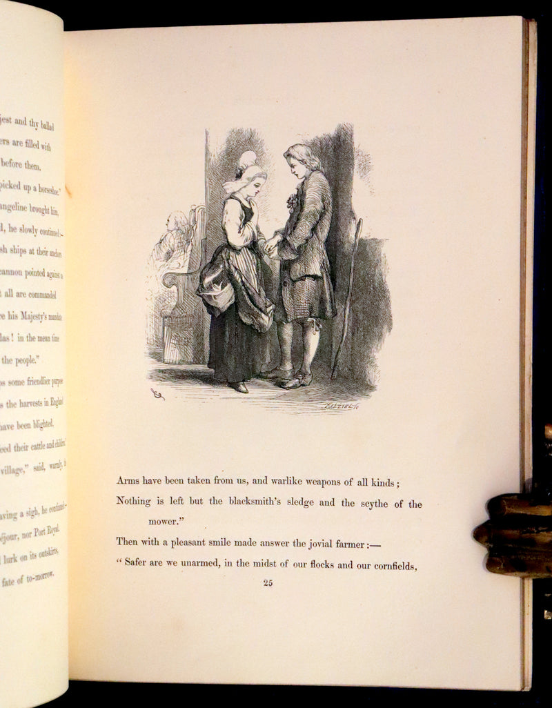 1856 Rare Victorian Book - EVANGELINE, A tale of Acadie by Henry Wadsworth Longfellow. Illustrated.