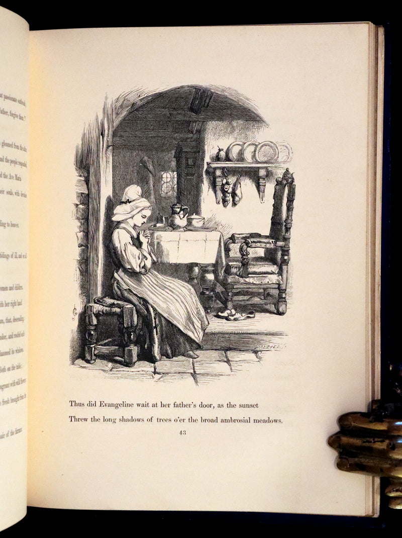 1856 Rare Victorian Book - EVANGELINE, A tale of Acadie by Henry Wadsworth Longfellow. Illustrated.