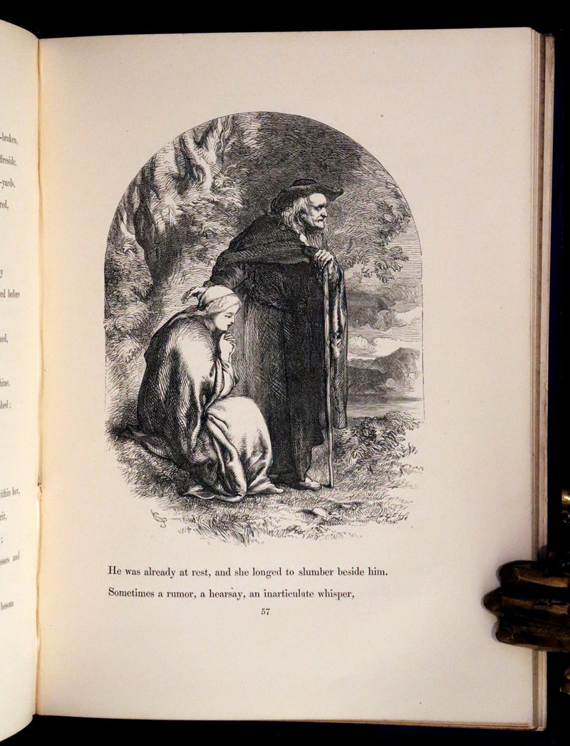 1856 Rare Victorian Book - EVANGELINE, A tale of Acadie by Henry Wadsworth Longfellow. Illustrated.