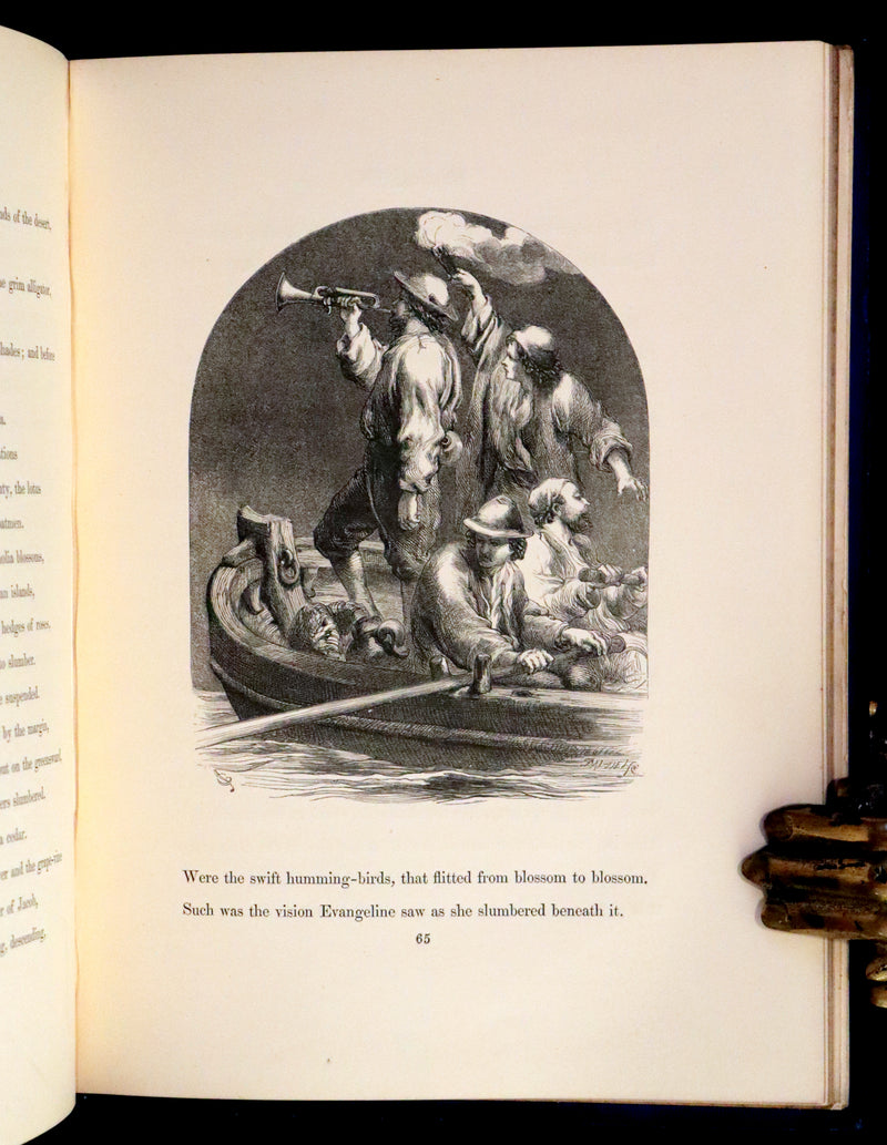 1856 Rare Victorian Book - EVANGELINE, A tale of Acadie by Henry Wadsworth Longfellow. Illustrated.