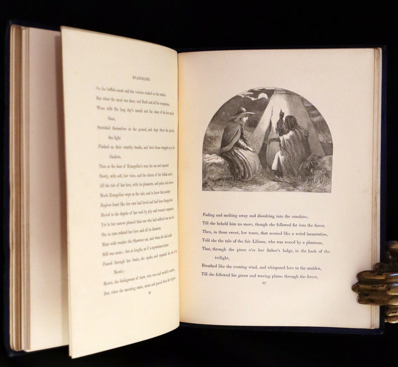 1856 Rare Victorian Book - EVANGELINE, A tale of Acadie by Henry Wadsworth Longfellow. Illustrated.