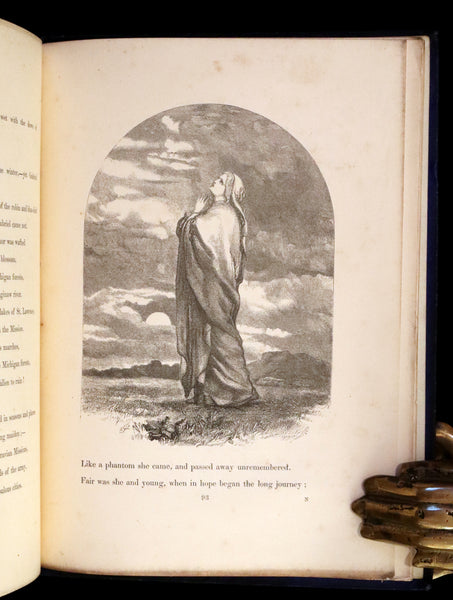 1856 Rare Victorian Book - EVANGELINE, A tale of Acadie by Henry Wadsworth Longfellow. Illustrated.