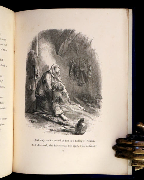 1856 Rare Victorian Book - EVANGELINE, A tale of Acadie by Henry Wadsworth Longfellow. Illustrated.