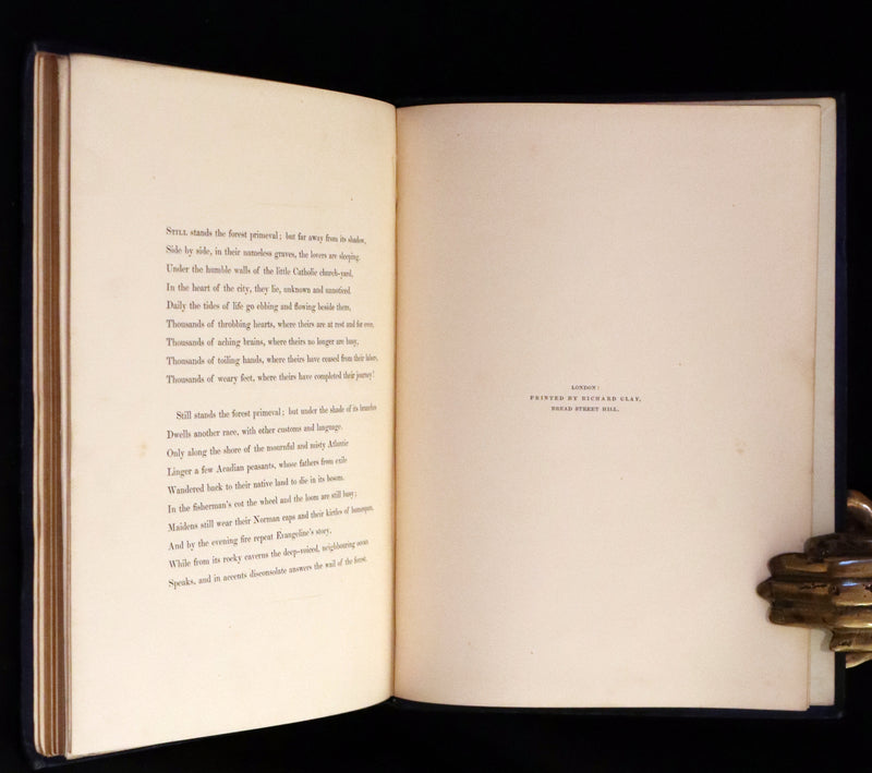 1856 Rare Victorian Book - EVANGELINE, A tale of Acadie by Henry Wadsworth Longfellow. Illustrated.