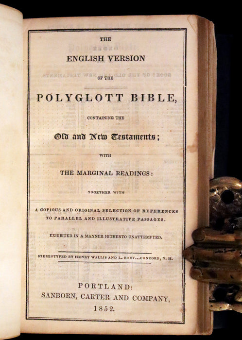 1852 Rare Pocket Book - Portland - Holy Bible - Old & New Testament by Sanborn and Carter.