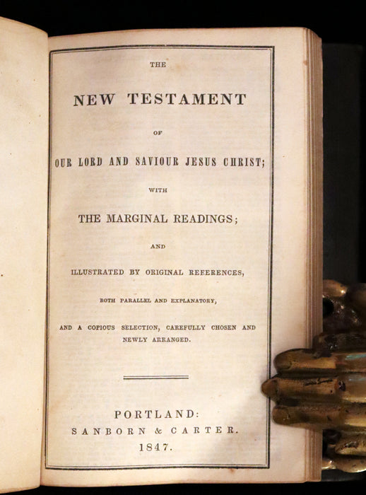 1852 Rare Pocket Book - Portland - Holy Bible - Old & New Testament by Sanborn and Carter.