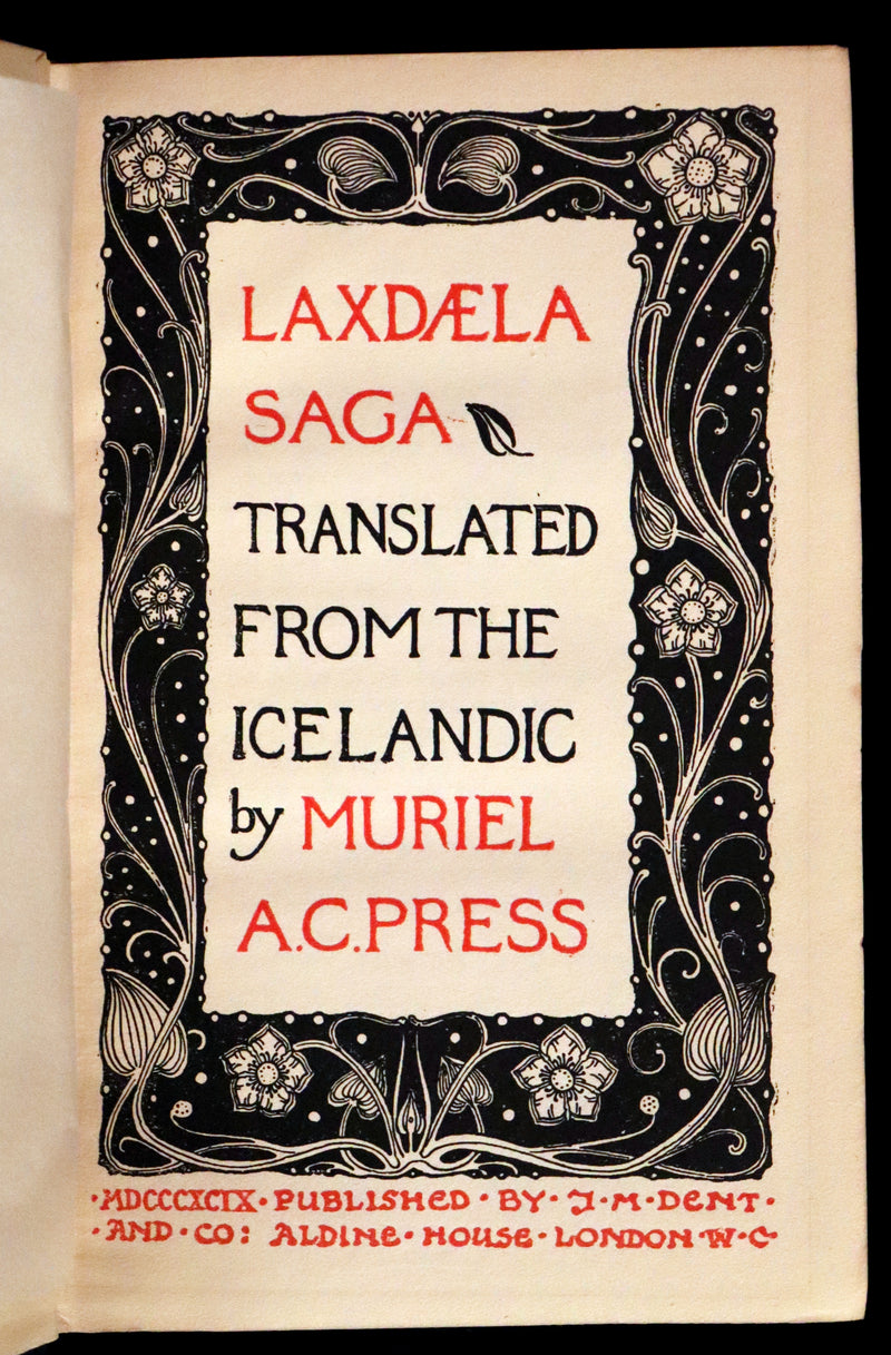 1899 Rare First English Edition - Laxdaela Saga. 13th Century Icelandic Saga translated by Muriel A.C. Press.
