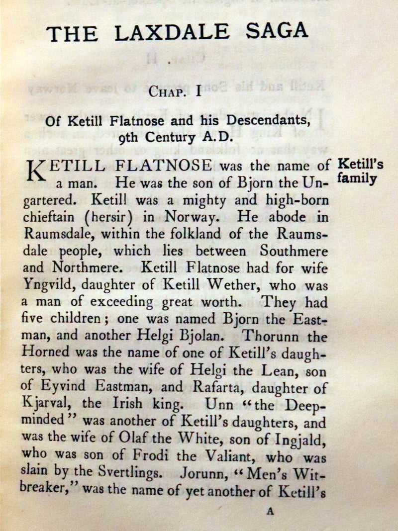 1899 Rare First English Edition - Laxdaela Saga. 13th Century Icelandic Saga translated by Muriel A.C. Press.