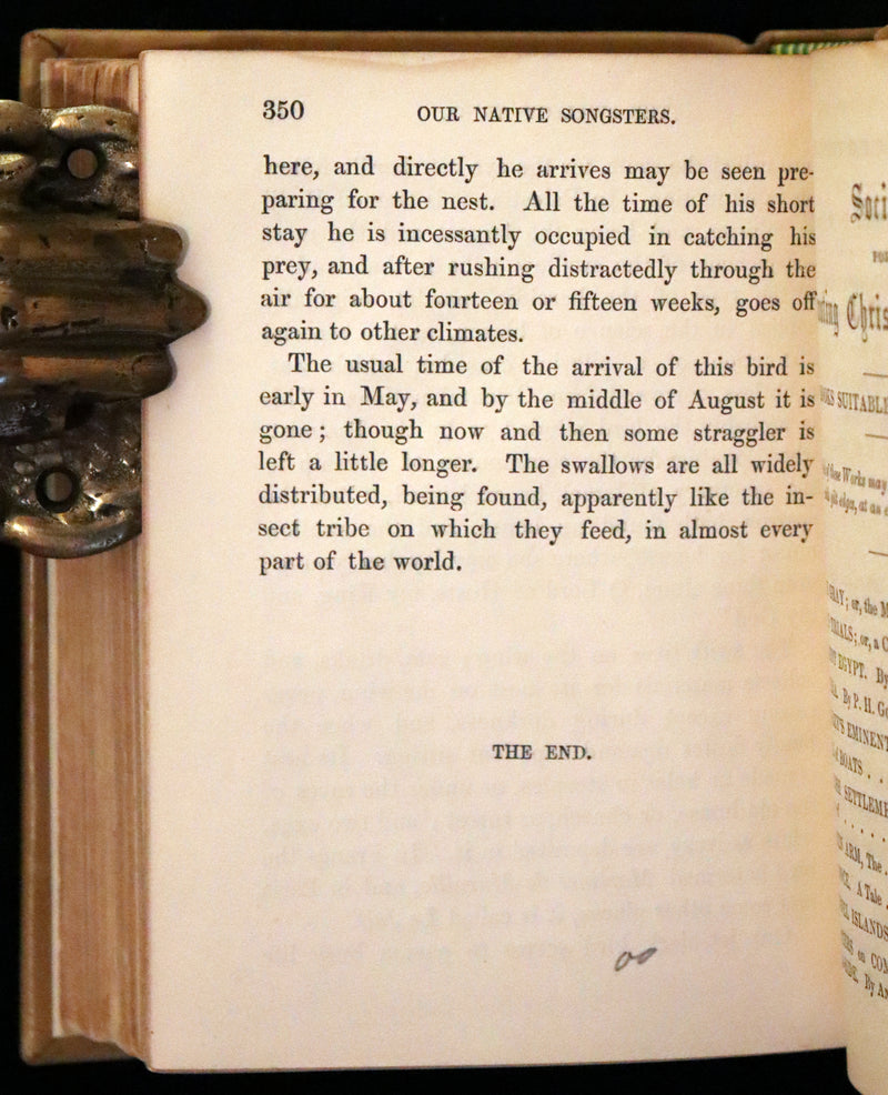 1857 Scarce Ornithology Book ~ Our Native Songsters with 72 colored plates by Anne Pratt.