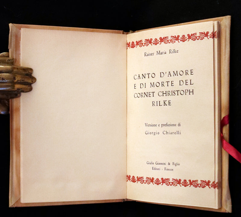 1943 Rare Giannini Binding - Italian Edition of The Love and Death of Cornet Christopher Rilke by Rainer Maria Rilke. #55.